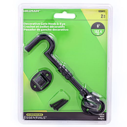 6" Decorative Hook & Eye Black