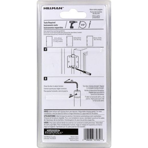 Adjustable Spring Hinge 4" Square Corner