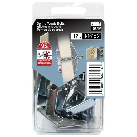 Spring Toggle Bolts 3/16-in x 2-in - 12/Pack