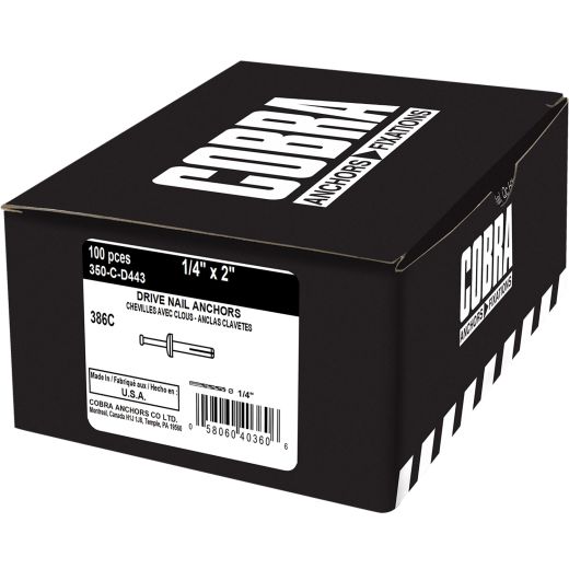 Drive Nail Anchors 1/4-in x 2-in - 100/Pack