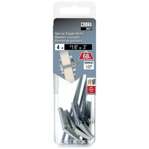 Spring Toggle Bolts 1/8-in x 3-in - 4/Pack