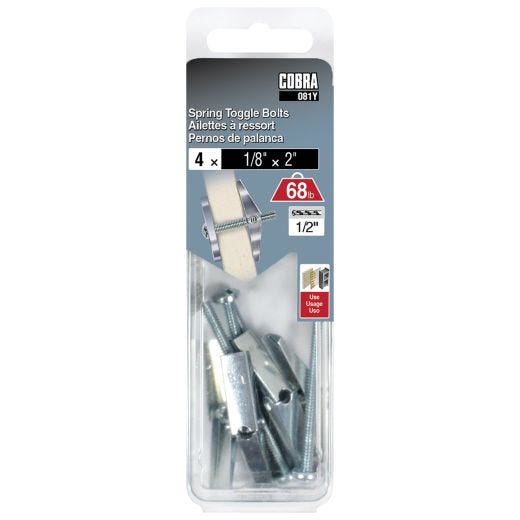 Spring Toggle Bolts 1/8-in x 2-in - 4/Pack