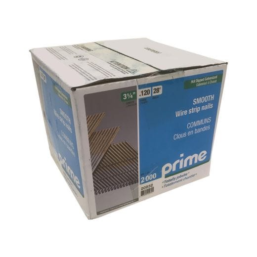 Prime 3-1/4" 28° Wire Weld Strip Framing Nails Hdg