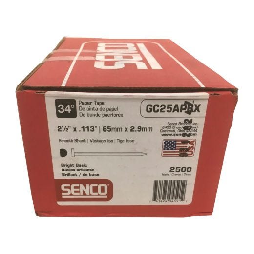 Senco 34° Paper Tape Strip 2-1/2" Framing Nails