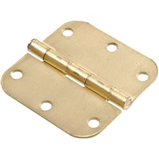 3-1/2" Satin Brass Round Corner Residential Door Hinge