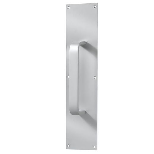 9" Satin Aluminum Door Pull with 16" Push Plate