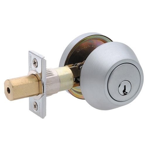 Single Satin Stainless Steel Cylinder Deadbolt