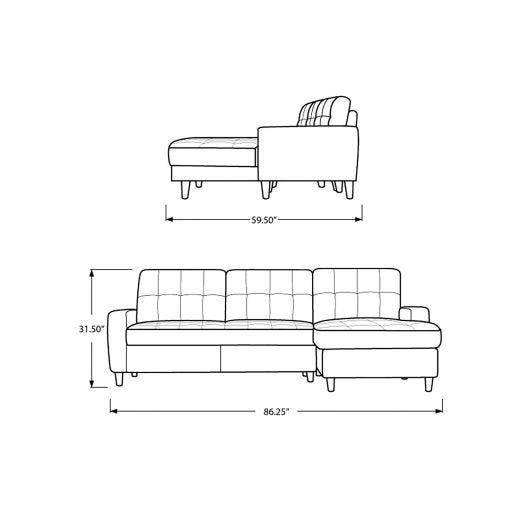 86” Tyler Sofa with Lounger