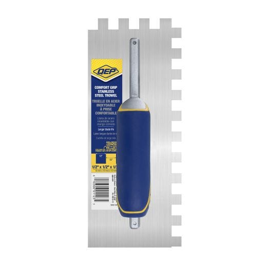 Truelle rev. sol encoche carré acier inox 11 x 1/2 po