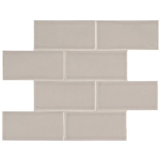 Portico Pearl Handcrafted Glossy Ceramic Wall Tile 3" x 6"