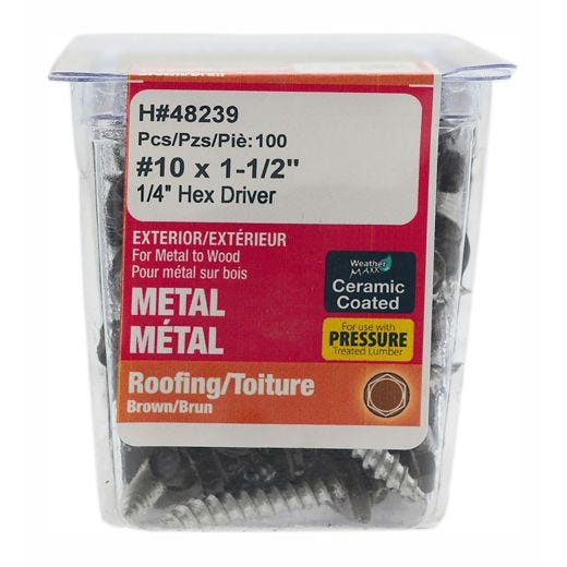 Vis auto-perçante, tête hexagonale à embase, 100/pqt1-1/2"
