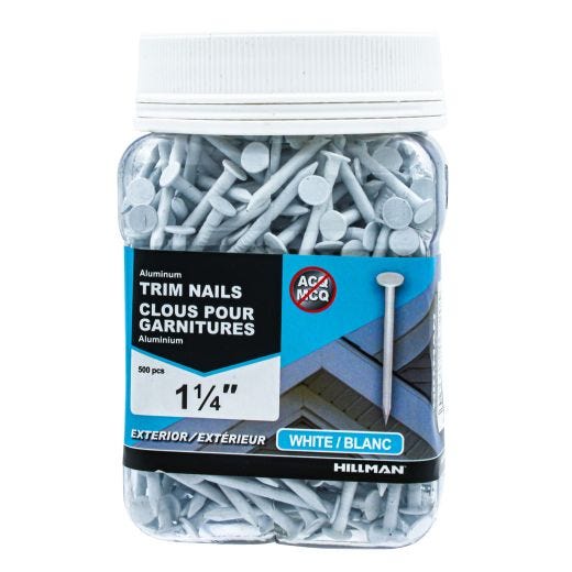 1-1/4" White Aluminum Trim Nail-500/Jar