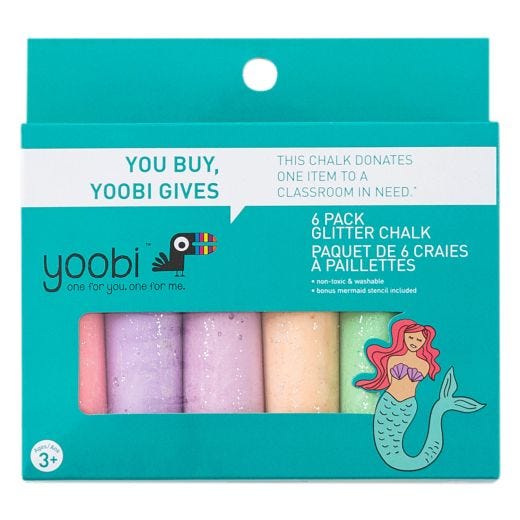 Yoobi Glitter Chalk - Mermaid-6/Pack