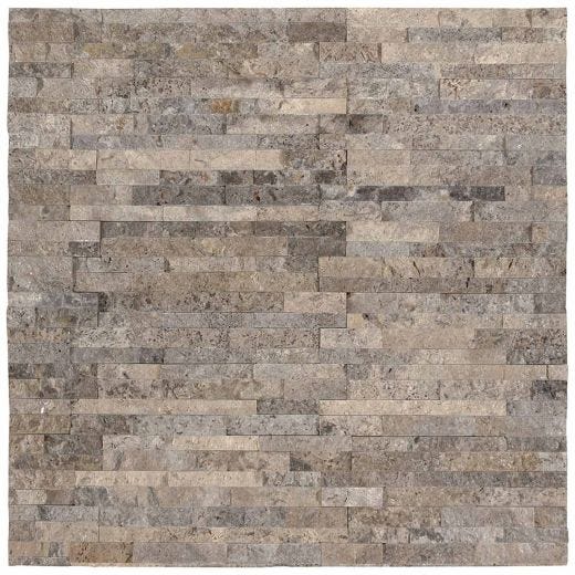 Silver Travertine Mini Ledger Natural Travertine Wall Tile