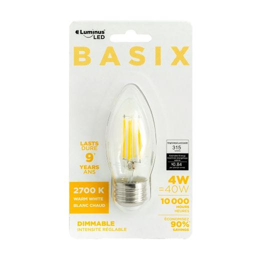Luminus LED Basix 4.5W B11 E26 FIL 700K