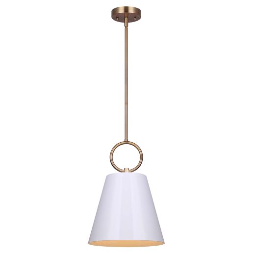 Irina 1 Light White And Gold Rod Pendant