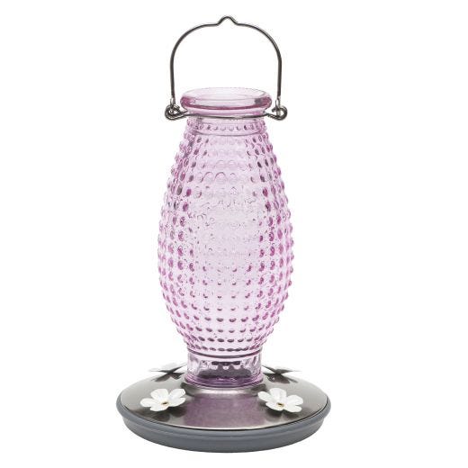 Vintage Cranberry Hobnail Hummingbird Feeder