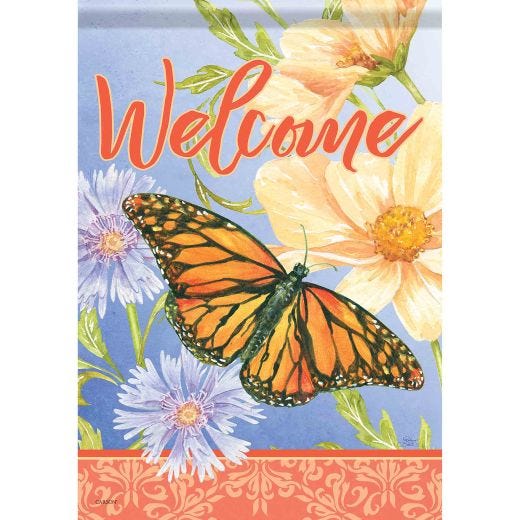 Misty Meadow Butterfly Large Flag