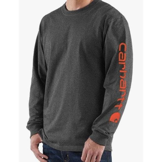 Loose Fit Long-Sleeve Logo T-Shirt-Carbon Heather 2XL