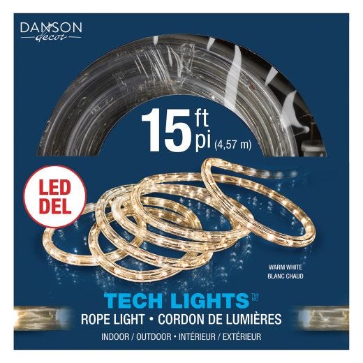 15' Rope Light With 120 Led Warm White Bulbs