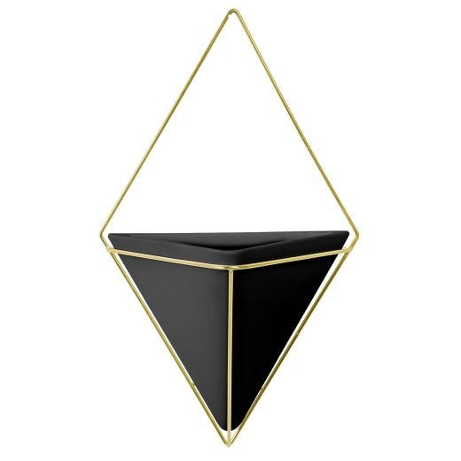 Trigg Large Black And Brass Wall Vessel