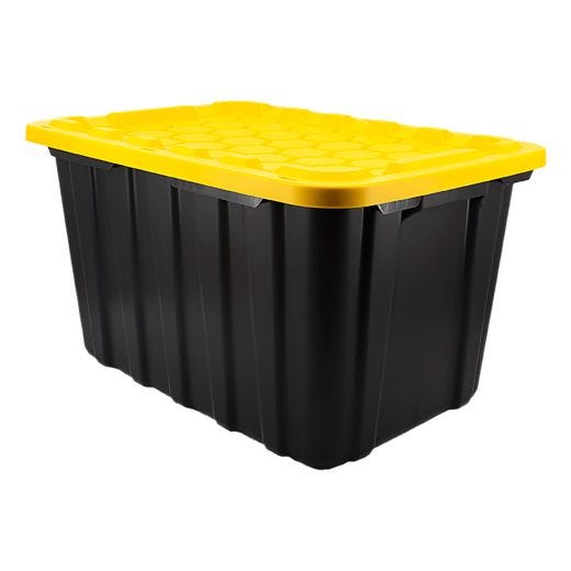 102 L Heavy Duty Black Tote With Yellow Lid