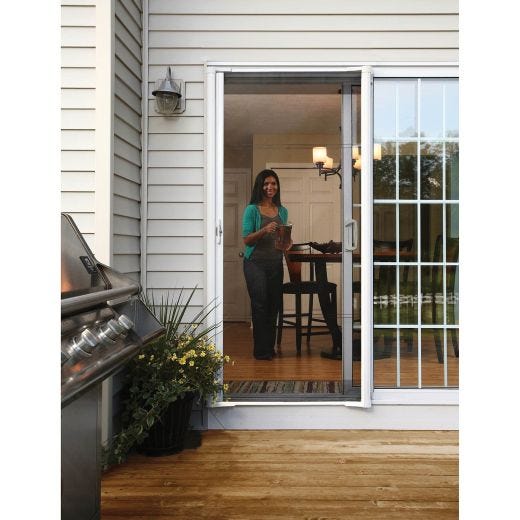 Brisa Retractable Standard Double Screen Door- White
