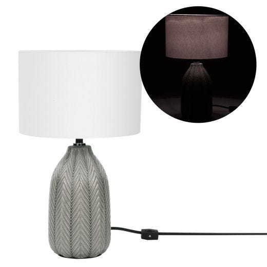 Grey Geometric Pattern Ceramic Table Lamp With Shade