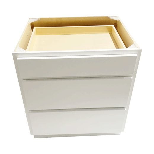 30" 3 Drawer Bank White