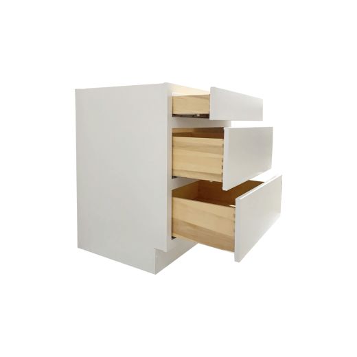 30" 3 Drawer Bank White