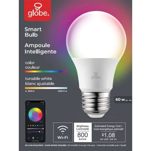 10 Watt A19 LED WiFi Colour Changing Smart Bulb