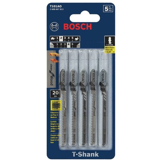 5pc 3-1/4"20 TPI Clean for Wood T-Shank Jig Saw Blades