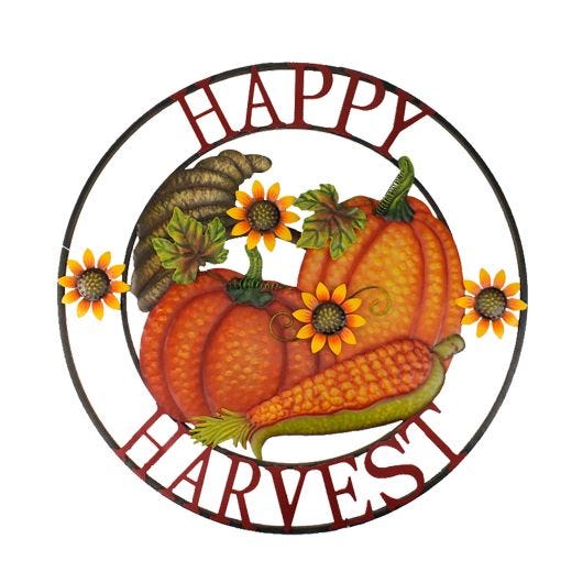 22" Happy Harvest Circle Plaque