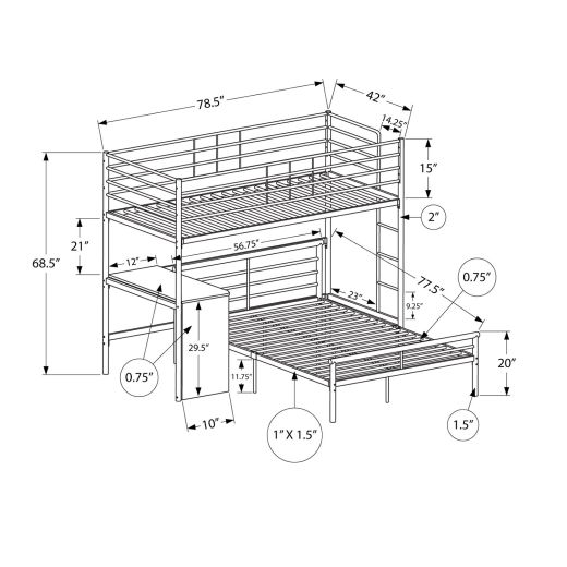 Bunk Bed With Twin Top, Full On Bottom And Desk