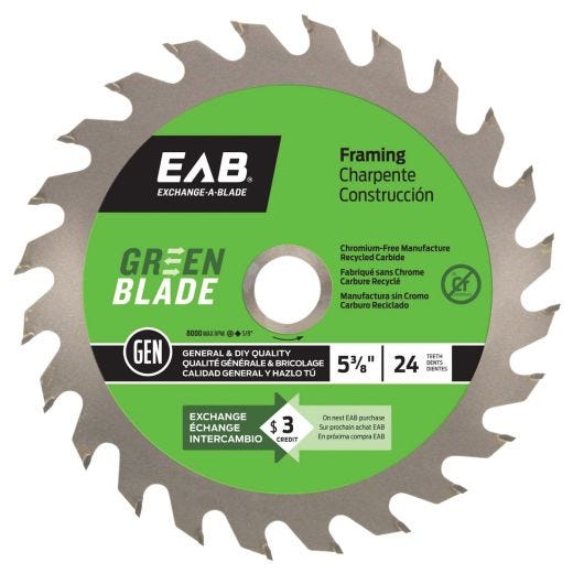 Framing 5 3/8"X24T Green Saw Blade