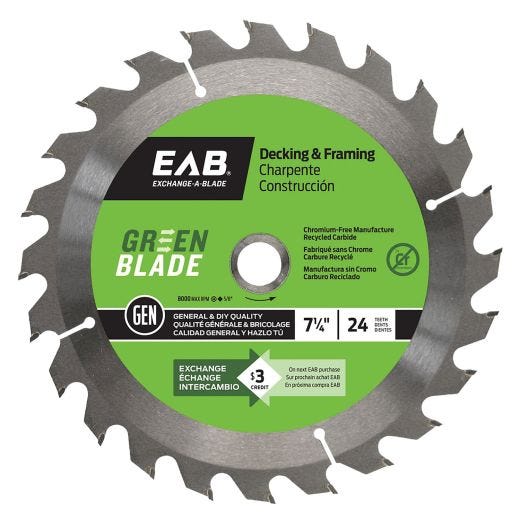 Framing 7 1/4"X24T Green Saw Blade