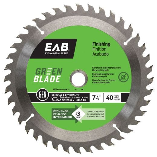 Finishing 7 1/4"X40T Green Saw Blade