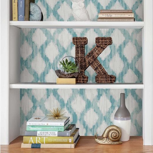 Nuwallpaper Peel And Stick Teal Floating Trellis