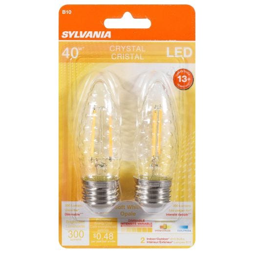4 Watt Dimmable Medium Base LED B10 Bulb-2/Pack