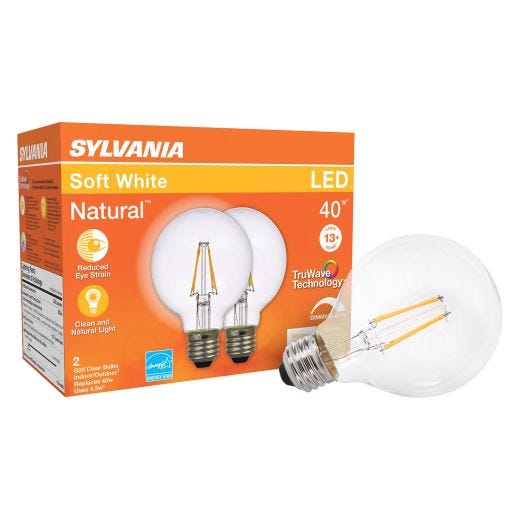 4.5 Watt Dimmable Medium Base LED G25 Bulb-2/Pack