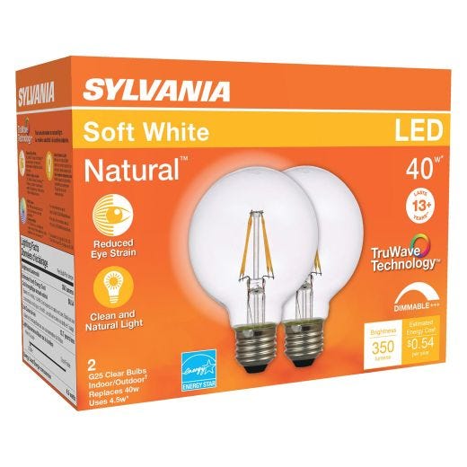 4.5 Watt Dimmable Medium Base LED G25 Bulb-2/Pack