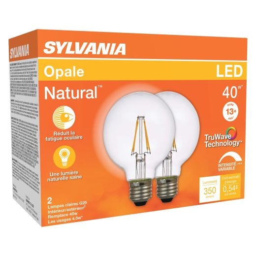 4.5 Watt Dimmable Medium Base LED G25 Bulb-2/Pack