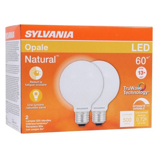 6 Watt Dimmable Medium Base LED G25 Bulb-2/Pack