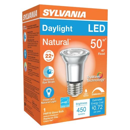 6 Watt Dimmable Medium Base LED PAR16 Bulb-1/Pack