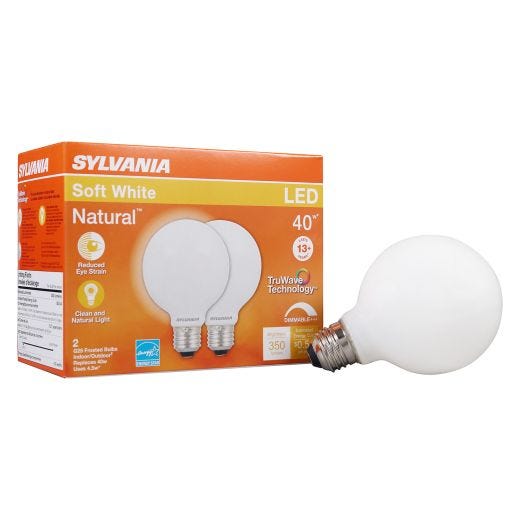 4.5 Watt Dimmable Medium Base LED G25 Bulb-2/Pack