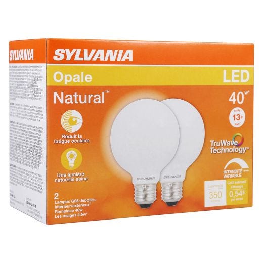 4.5 Watt Dimmable Medium Base LED G25 Bulb-2/Pack