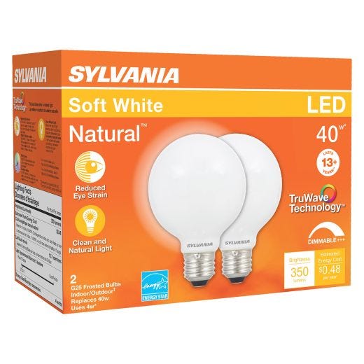 4.5 Watt Dimmable Medium Base LED G25 Bulb-2/Pack