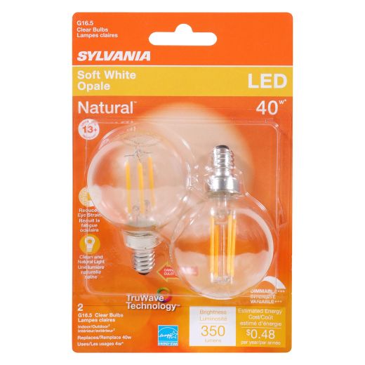 5.5 Watt Dimmable Candelabra Base LED A15, Bulb-2/Pack