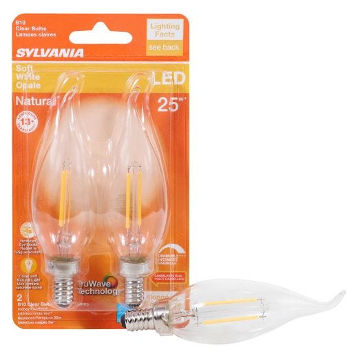 3 Watt Dimmable Candelabra Base LED B10 Bulb-2/Pack