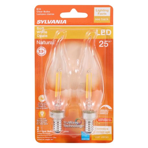 3 Watt Dimmable Candelabra Base LED B10 Bulb-2/Pack
